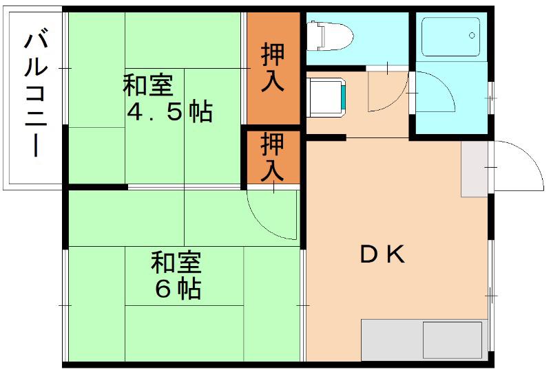 林アパート(2DK/2階)の間取り写真