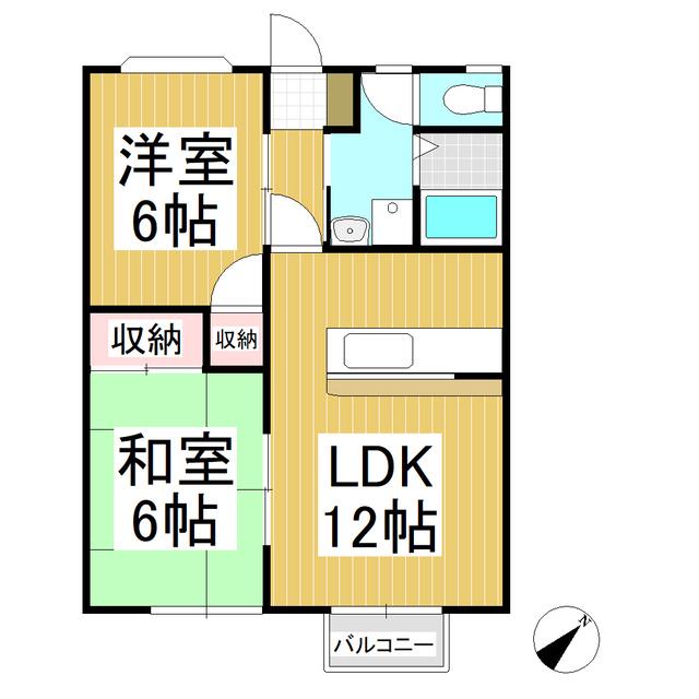 ハーベスト祢津(2LDK/1階)の間取り写真