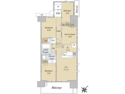 シティハウス流山おおたかの森ステーションコート(3SLDK/10階)の間取り写真