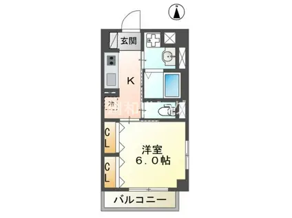 クロスハート(1K/6階)の間取り写真