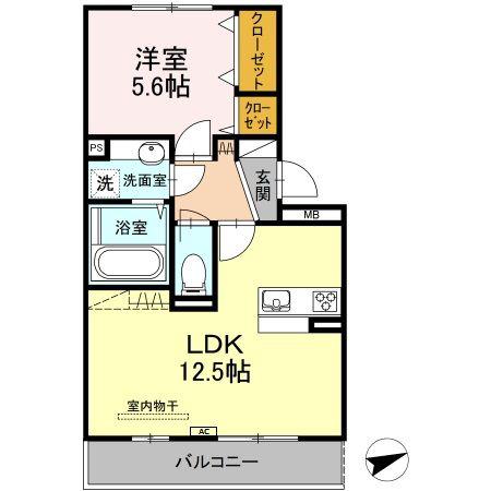 レーヴ新地(1LDK/3階)の間取り写真
