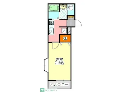 メルヴェイユー(1K/1階)の間取り写真