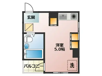 ジャクソンヒルズ(ワンルーム/3階)の間取り写真