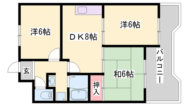 ロイヤルコーポ東雲(3DK/5階)の間取り写真