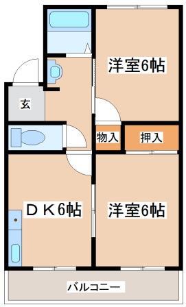 昭郷ツインハイツ(2DK/2階)の間取り写真