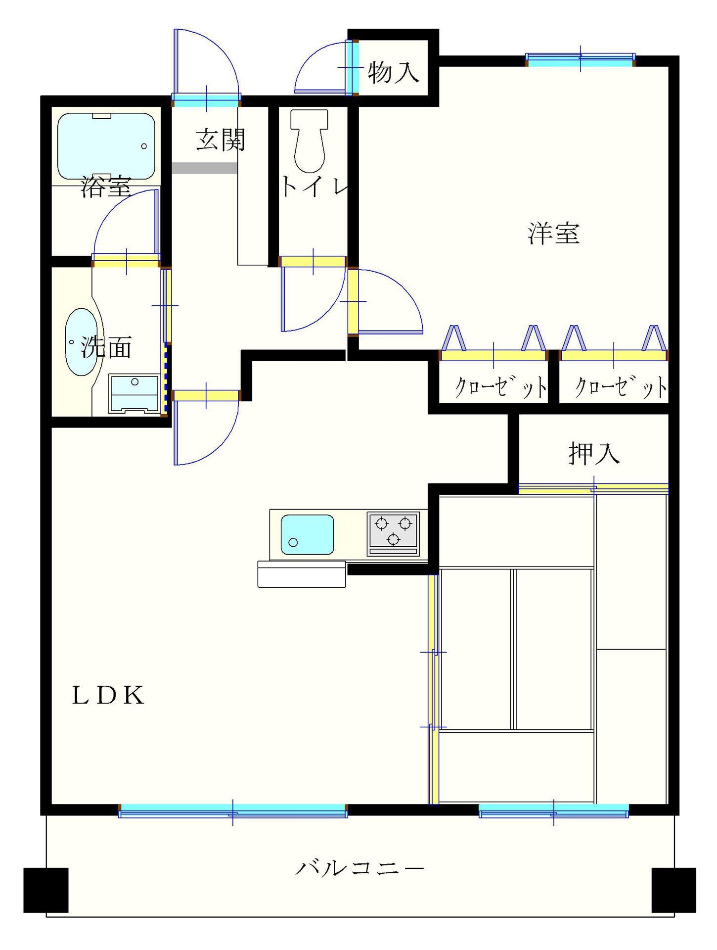 アーサヒルズ(2LDK/1階)の間取り写真