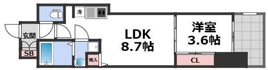 ミラージュパレス本町DEPART(1LDK/3階)の間取り写真