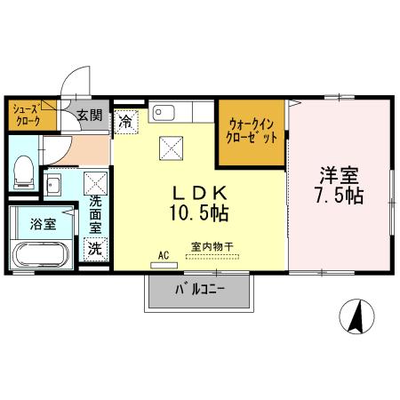 クレセント・ピア(1LDK/1階)の間取り写真