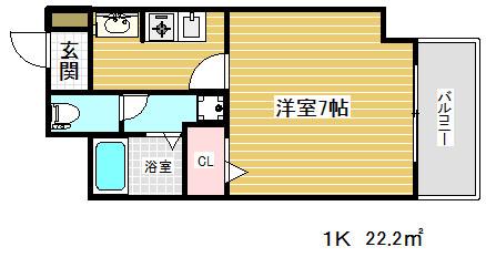 プレサンス神戸みなと元町(1K/7階)の間取り写真