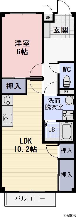 コンフォート坂祝(1LDK/2階)の間取り写真