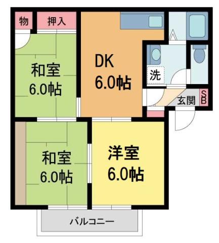 ファミール仁川III(3DK/1階)の間取り写真