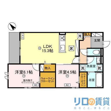 グリーンコート淡路(2LDK/3階)の間取り写真