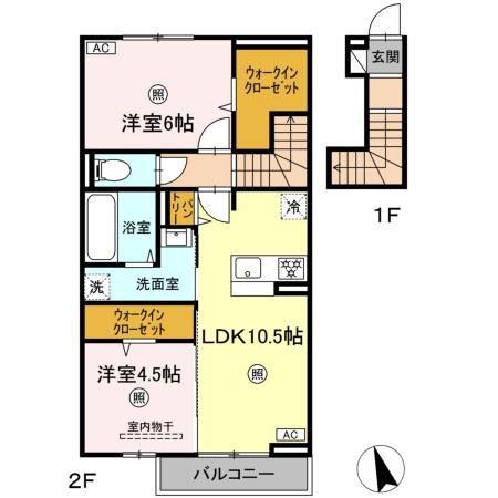 シリウスアーク(2LDK/2階)の間取り写真