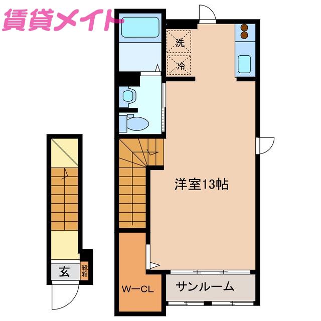 エクレール華(ワンルーム/2階)の間取り写真