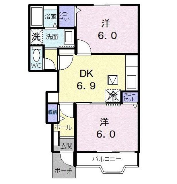 クラールK(2DK/1階)の間取り写真