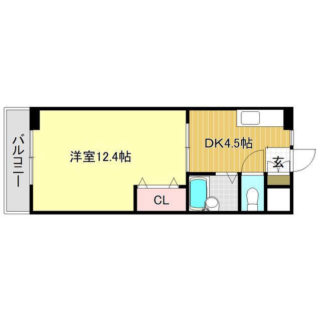 とさでん交通後免線 舟戸駅 徒歩7分 11階建 築34年(1DK/9階)の間取り写真