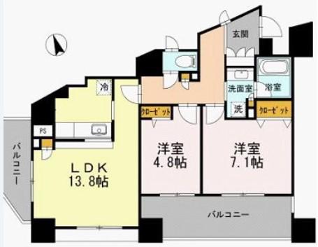 カスタリア荒川(2LDK/6階)の間取り写真
