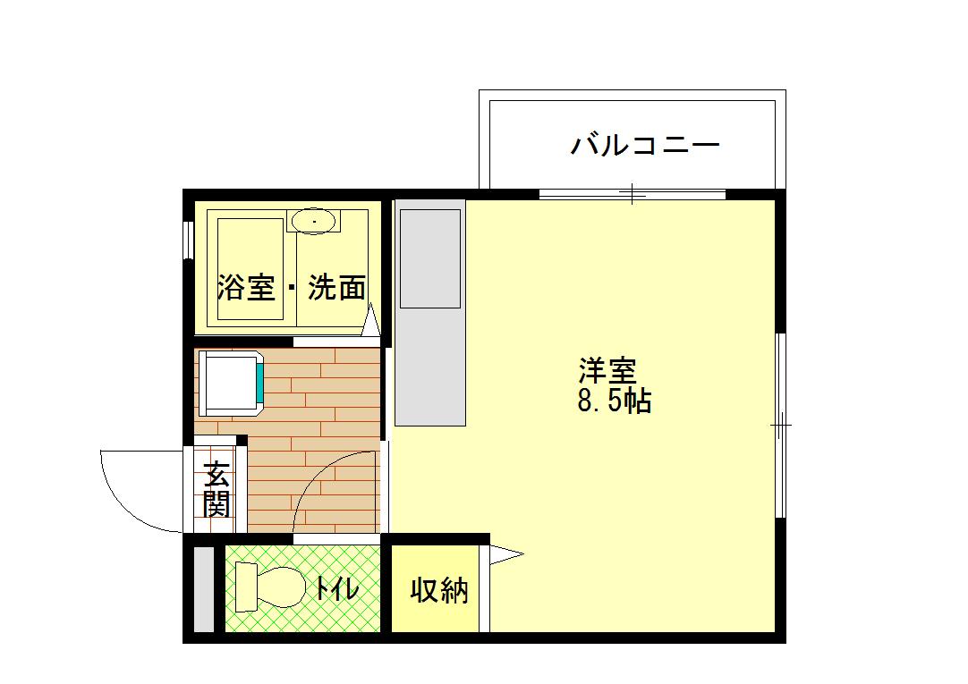 エルヴァージュ(ワンルーム/2階)の間取り写真