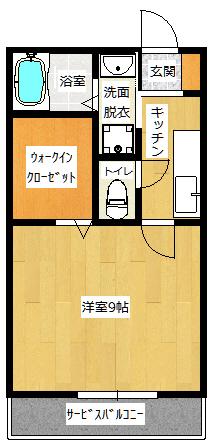 ヒルズ堀割(1K/2階)の間取り写真