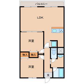 セビーヌ武庫之荘3番館(2LDK/5階)の間取り写真