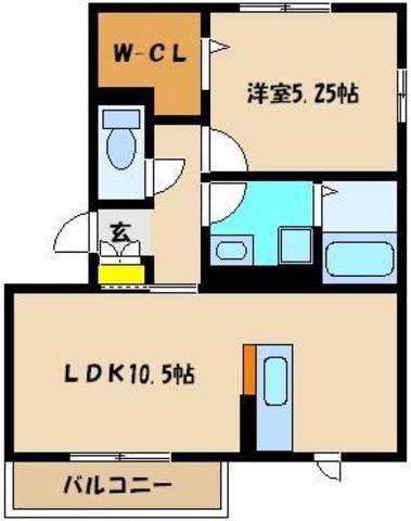 オリーブ(1LDK/2階)の間取り写真