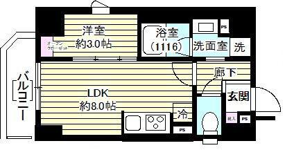 レガシア御茶ノ水(1LDK/2階)の間取り写真