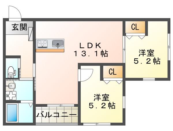 プライム神戸垂水(2LDK/2階)の間取り写真