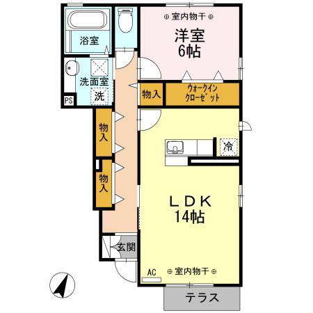 ドエル22 A(1LDK/1階)の間取り写真