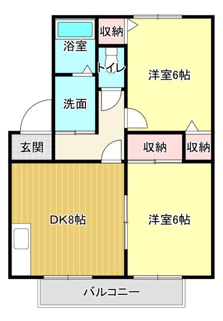 サンパティークI(2DK/1階)の間取り写真