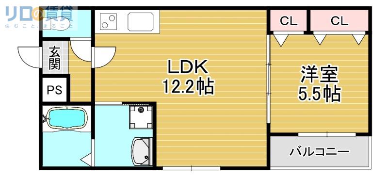 フジパレス ダイドウ2丁目(1LDK/3階)の間取り写真