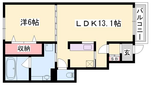 インプレス・ヴィラ(1LDK/1階)の間取り写真