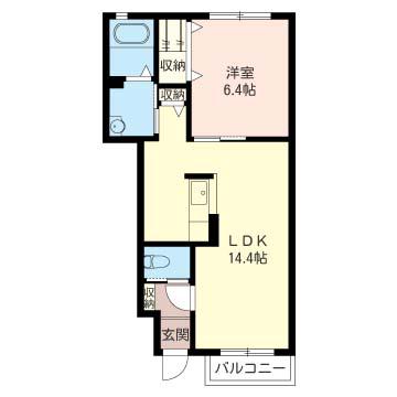 ナチュール白銀 シャーメゾン(1LDK/1階)の間取り写真