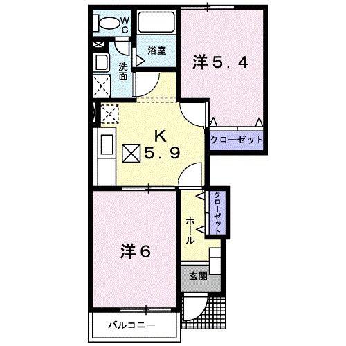 CROUD OOKUBO B棟(2K/1階)の間取り写真