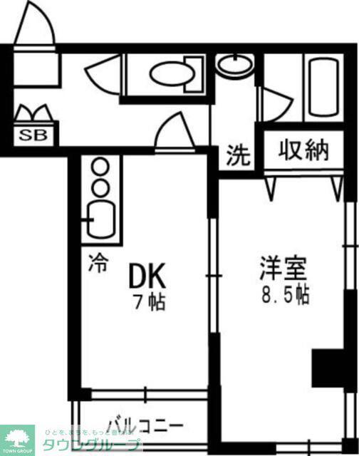 ハイリード・セイフウ(1DK/5階)の間取り写真