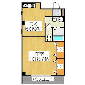 メディナ烏丸御池(1DK/9階)の間取り写真