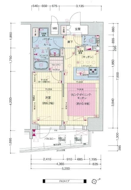 プレサンス THE神戸(1LDK/8階)の間取り写真