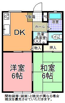 ハイツグリーンウッド(2DK/1階)の間取り写真