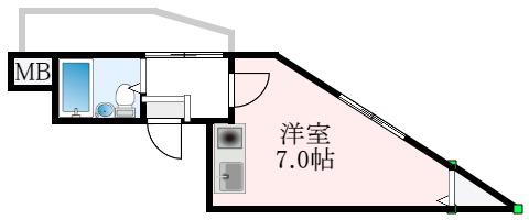 絢野壱番館(ワンルーム/2階)の間取り写真