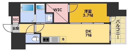 エステムコート名古屋新栄Vラポール(1DK/12階)の間取り写真
