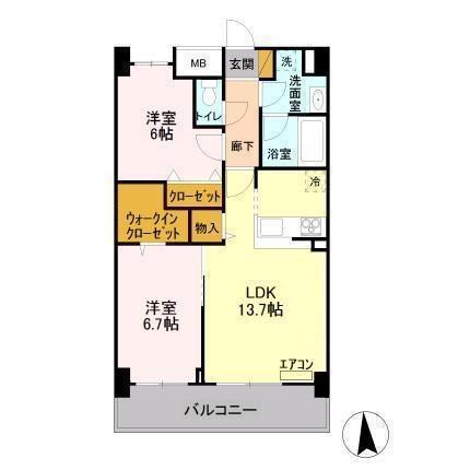 アンクレージュ(2LDK/7階)の間取り写真