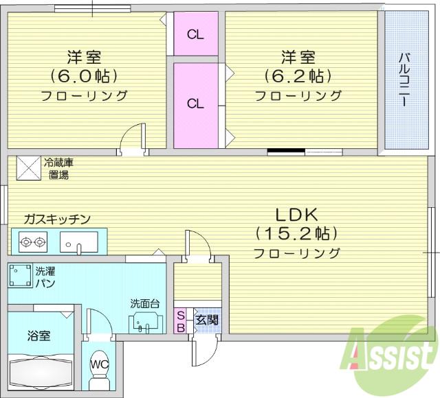 クリアセレーノ(2LDK/3階)の間取り写真