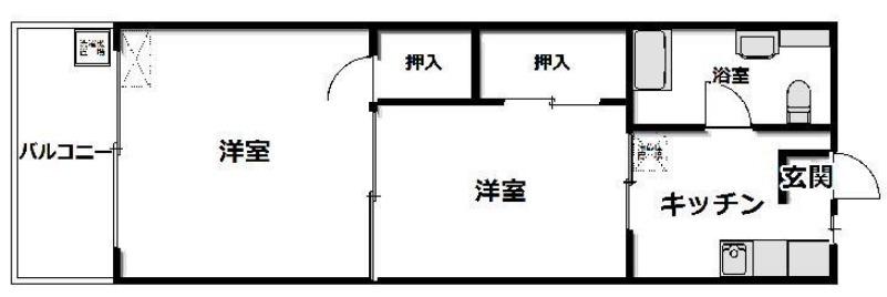 行徳マンション(2K/6階)の間取り写真
