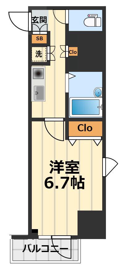 スパシエ八王子クレストタワー(1K/5階)の間取り写真