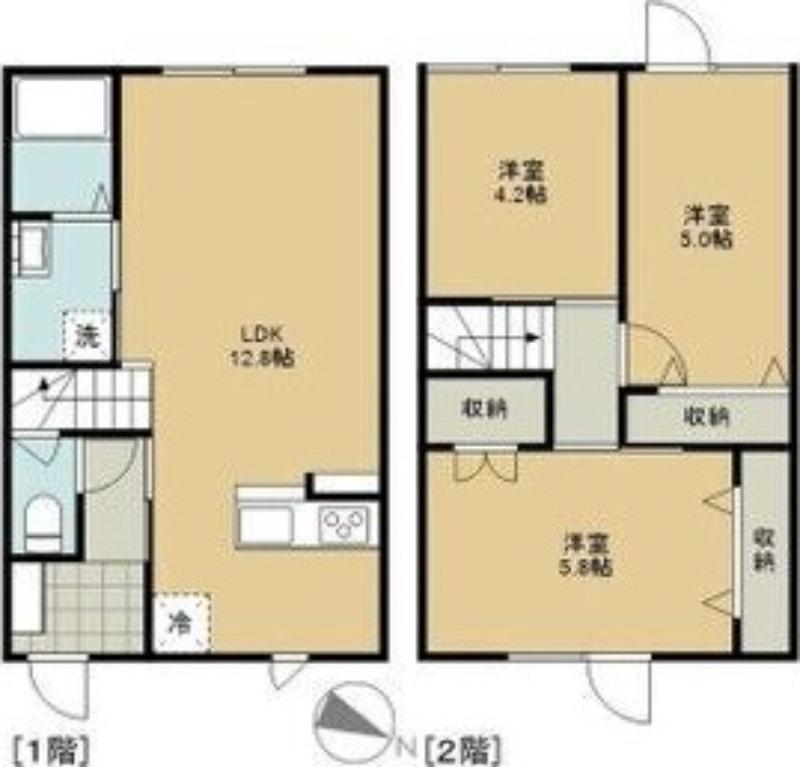 レトアB(3LDK/1階)の間取り写真