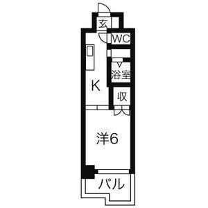 サンピアオカヤス(1K/3階)の間取り写真
