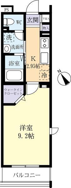 グランディアつくばII(1K/1階)の間取り写真