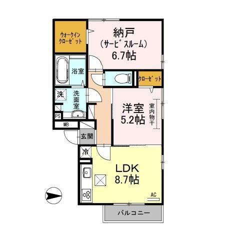 ブランハイム(1LDK/1階)の間取り写真