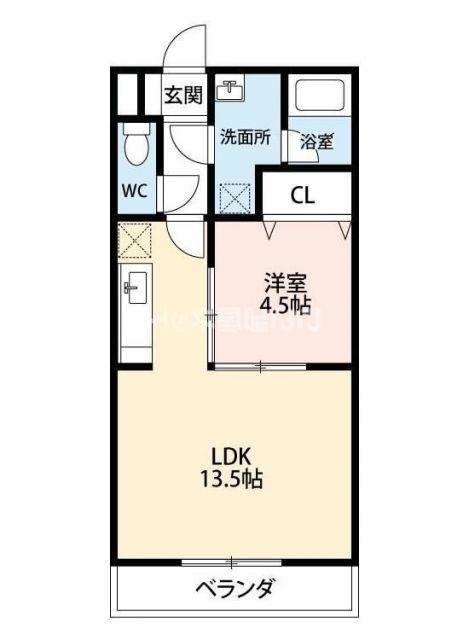 LOBELIA(1LDK/4階)の間取り写真