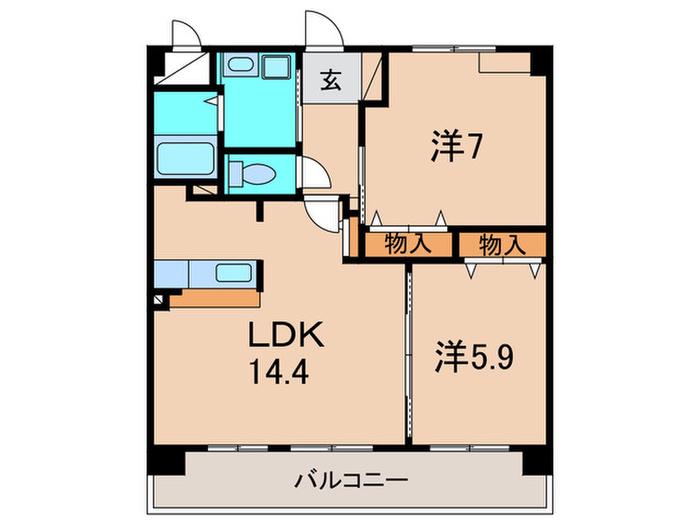 レジデンス口酒井(2LDK/3階)の間取り写真