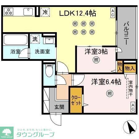 サニーサイド箱崎(2LDK/3階)の間取り写真